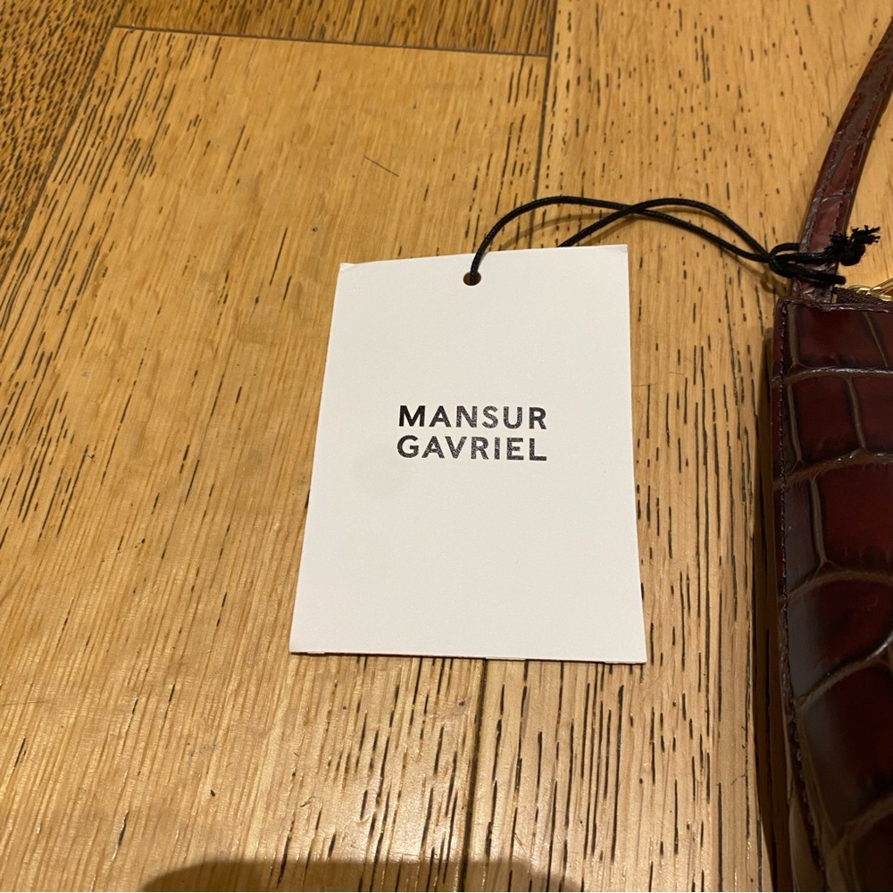 Mansur Gavriel Croc Chocolate Leather Gaia Shoulder Bag Italy Date Night Clutch - Picture 4 of 14